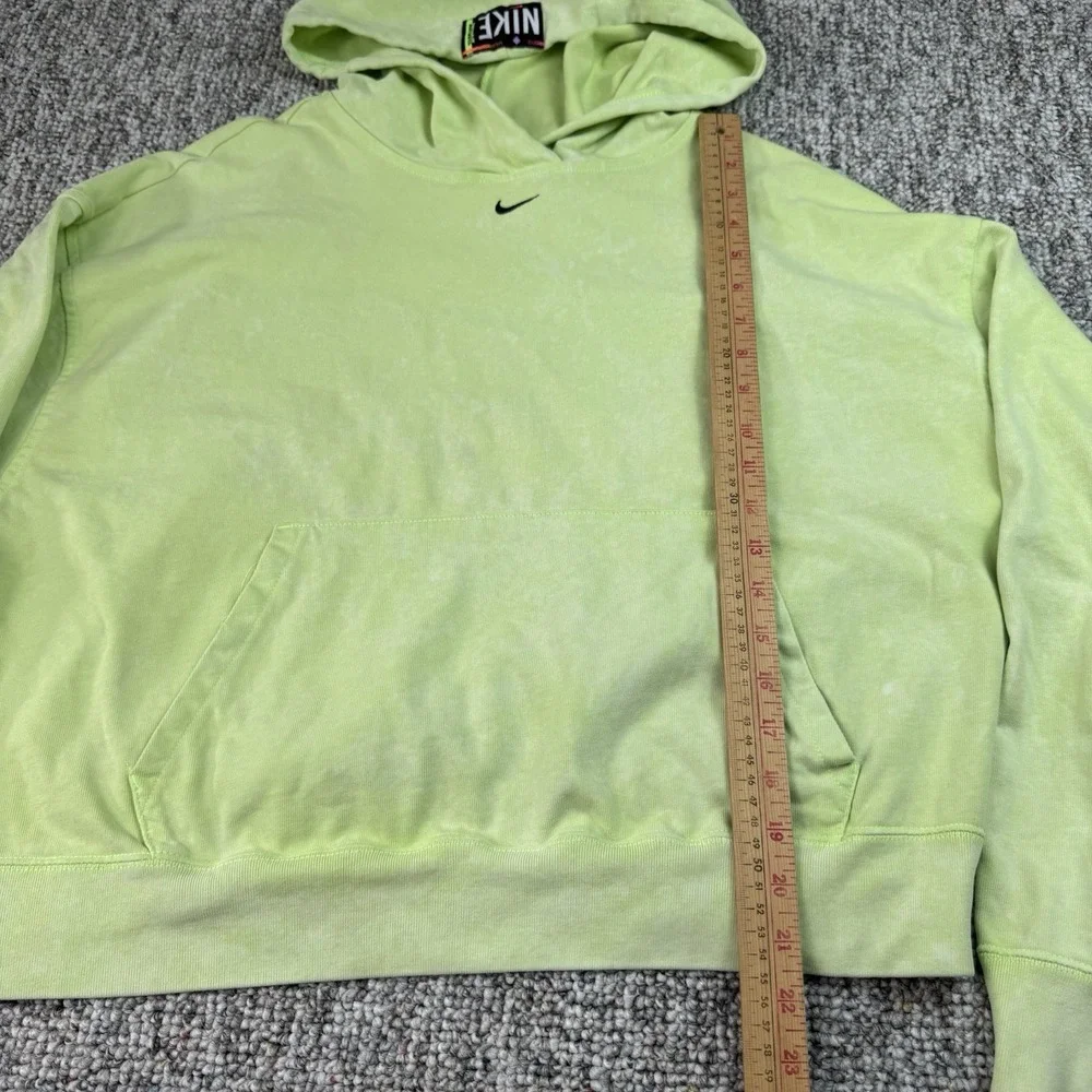 Nike Sportswear Hoodie Womens Large Acid Washed CZ9854-358 Neon Green Pullover